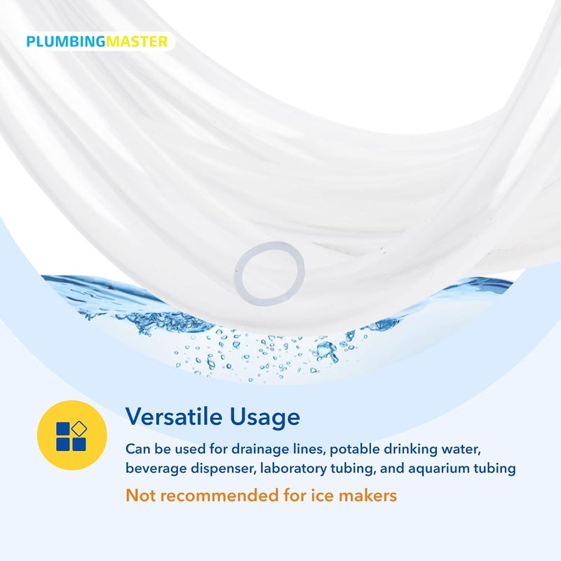 PLUMBINGMASTER 10ft 3/8''ID×1/2''OD Clear Vinyl Tubing Flexible and Hybrid PVC Tubing, Lightweight soft hose, drinkable pipe - Image 3